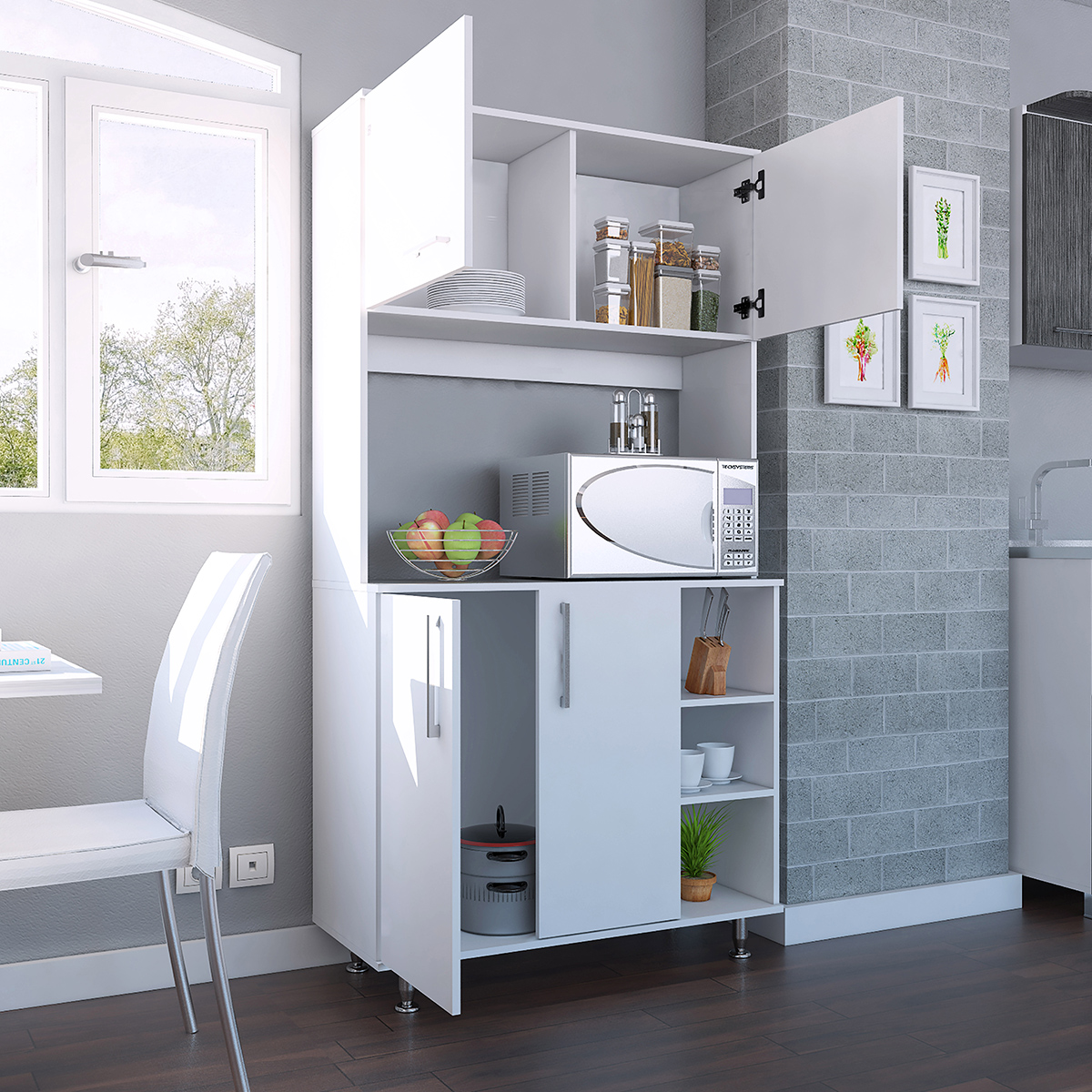 ALACENA ARMABLE CON ESPACIO PARA MICROONDAS MODELO 95 COLOR BLANCO 