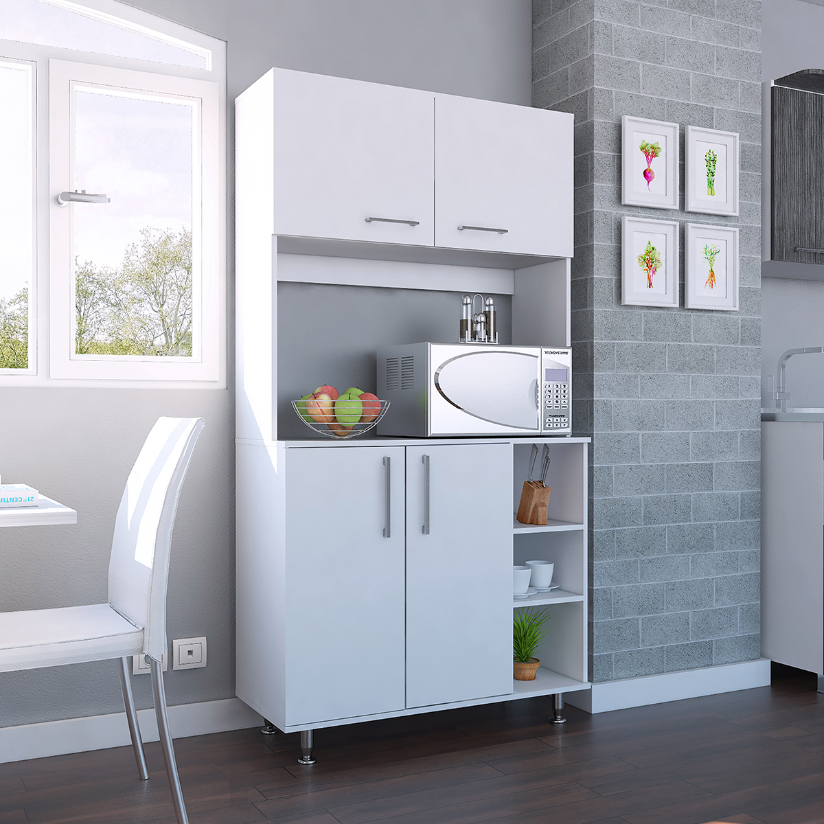 ALACENA ARMABLE CON ESPACIO PARA MICROONDAS MODELO 95 COLOR BLANCO 