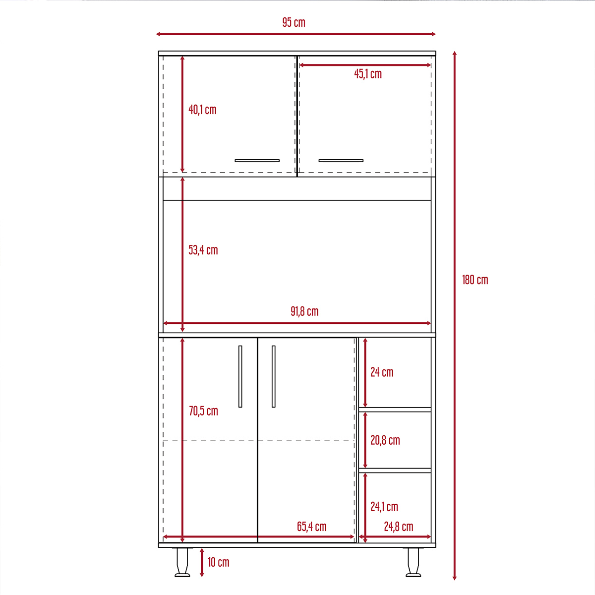 ALACENA ARMABLE CON ESPACIO PARA MICROONDAS MODELO 95 COLOR BLANCO 
