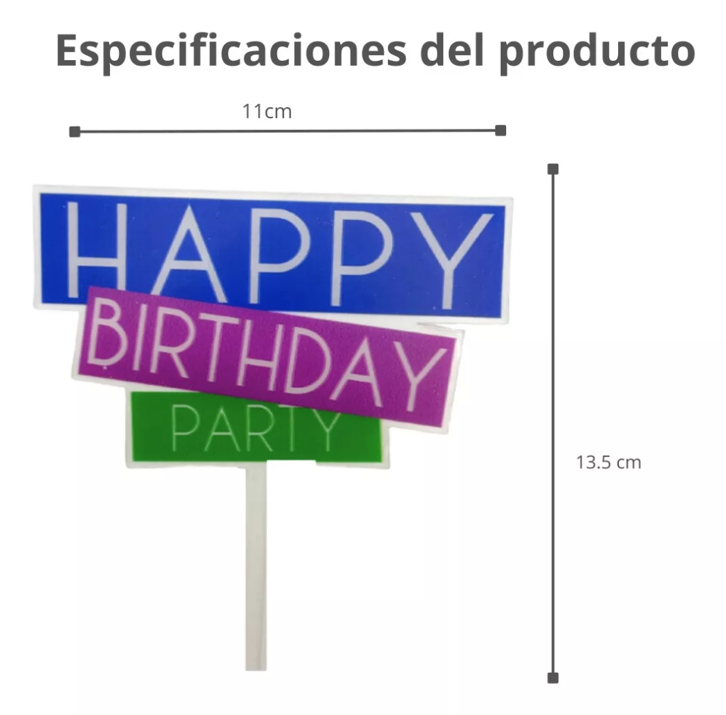 Letrero Para Pastel Happy Birthday Azul Y Verde