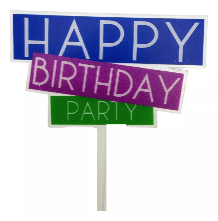 Letrero Para Pastel Happy Birthday Azul Y Verde