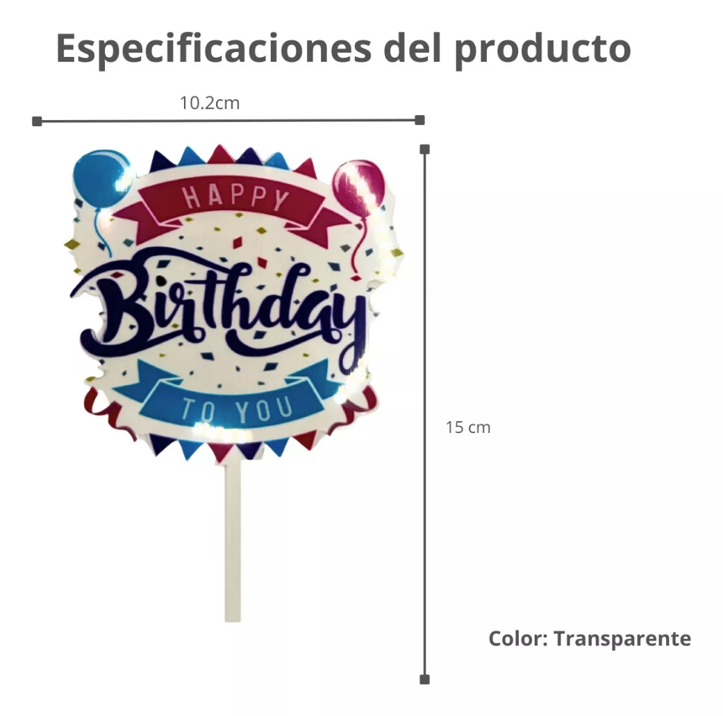 Pack 4 Letreros Pastel Para Cumpleaños 