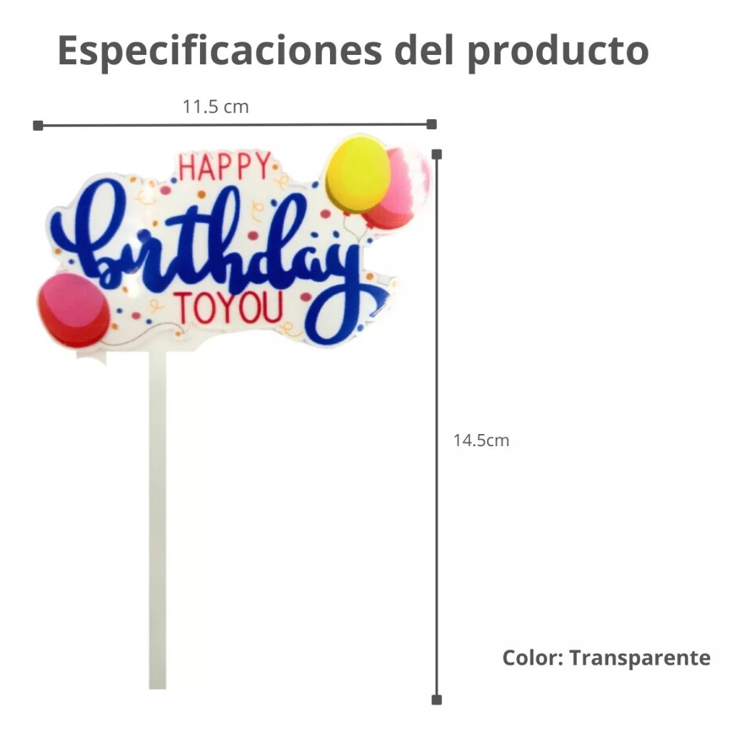 Pack 4 Letreros Pastel Para Cumpleaños 