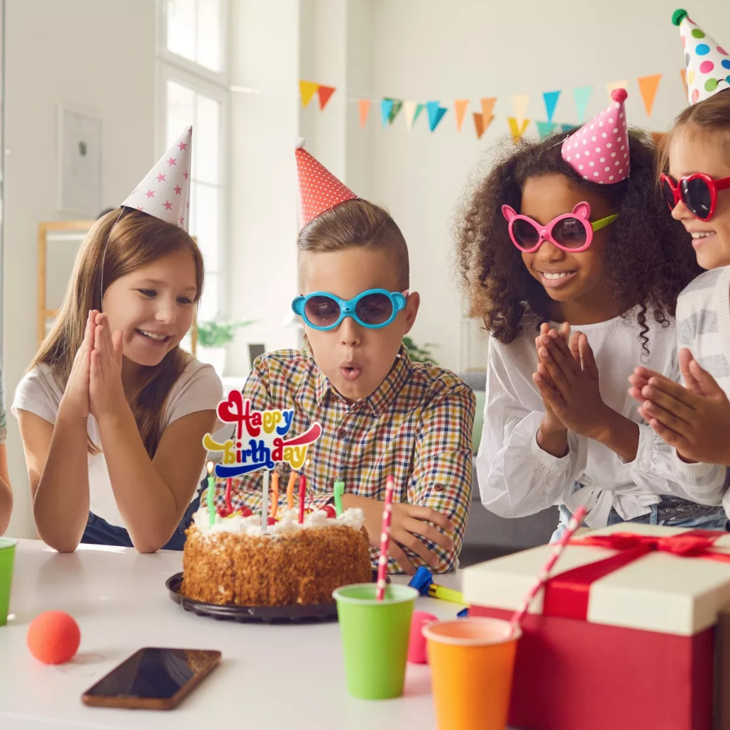 Pack 4 Letreros De Pastel Happy Birthday Color Azul Rojo y Amarillo