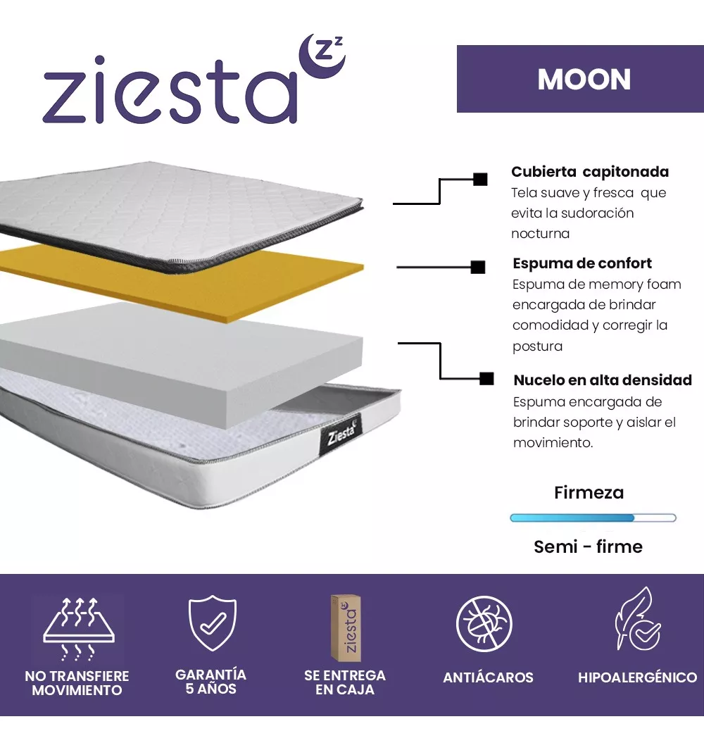 Colchon Ziesta Moon Individual de 15cm de altura