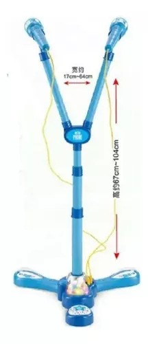 Micrófono Karaoke Azul Infantil Dob Pie Mp3 Con Luces Singer Star.