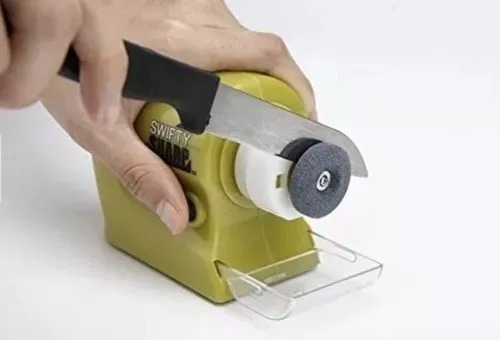 Afilador De Cuchillos O Tijeras Automático Y Eléctrico Verde.