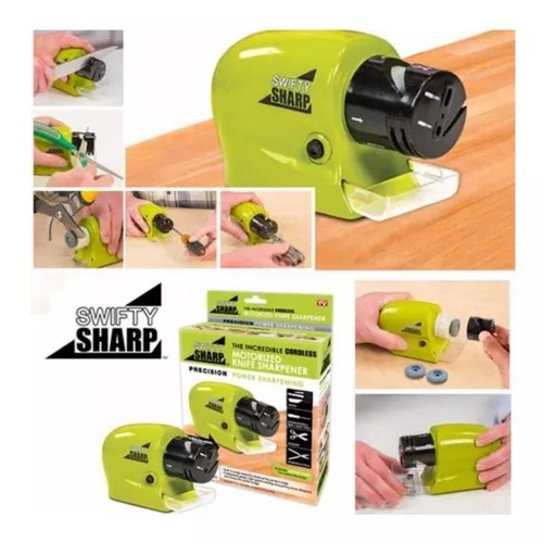 Afilador De Cuchillos O Tijeras Automático Y Eléctrico Verde.