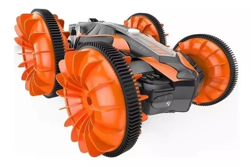 Carro Anfibio Naranja Todo Terreno Doble Lado Giro 360° Radio Contro