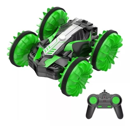 Carro Anfibio Verde Todo Terreno Doble Lado Giro 360° Radio Contro