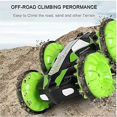 Carro Anfibio Verde Todo Terreno Doble Lado Giro 360° Radio Contro