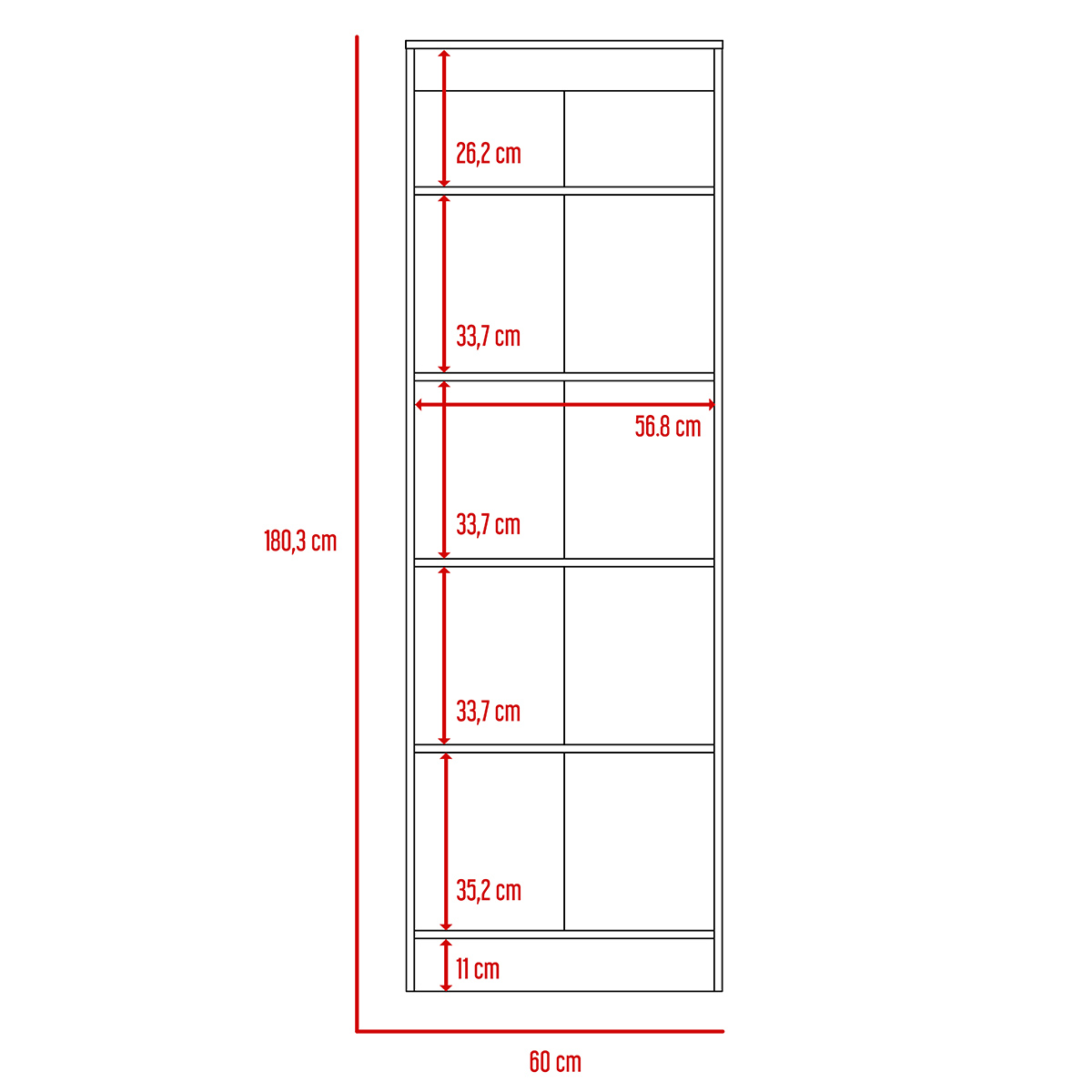 ALACENA ARMABLE MULTIUSOS MODELO SOFIA CON CINCO ESTANTES COLOR CHOCOLATE