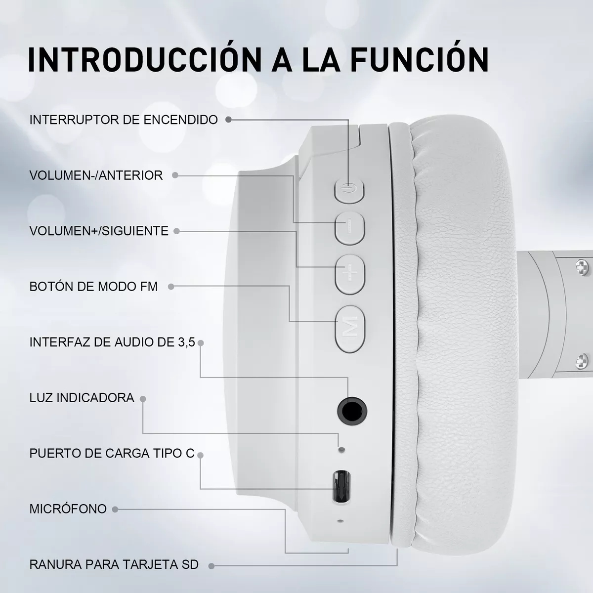 Audífonos Gamer Inalámbricos Diadema Con Mic Cable Aux Blanco 