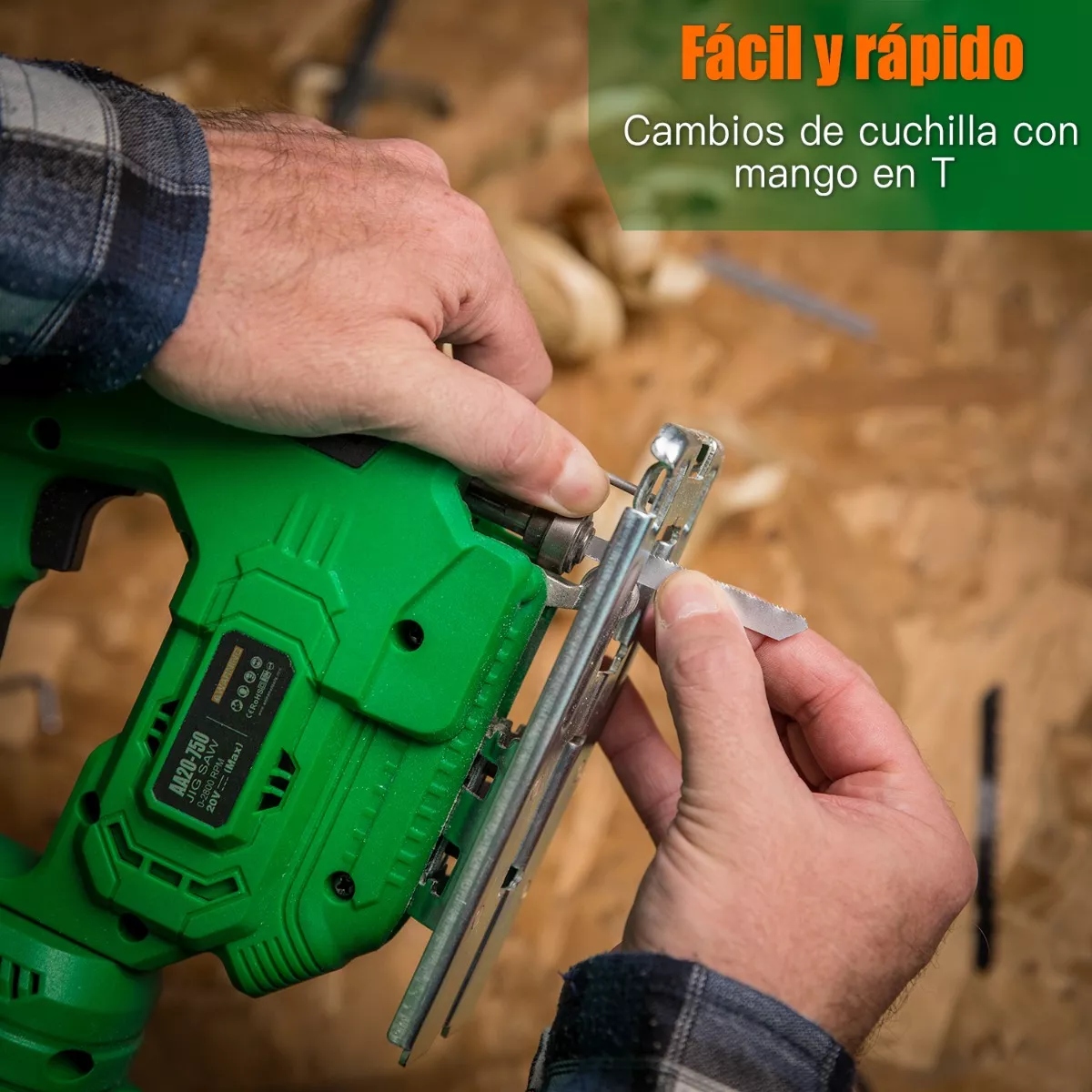 Sierra Caladora Inalámbrico Sin Carbones 2 Baterías Verde/Negro