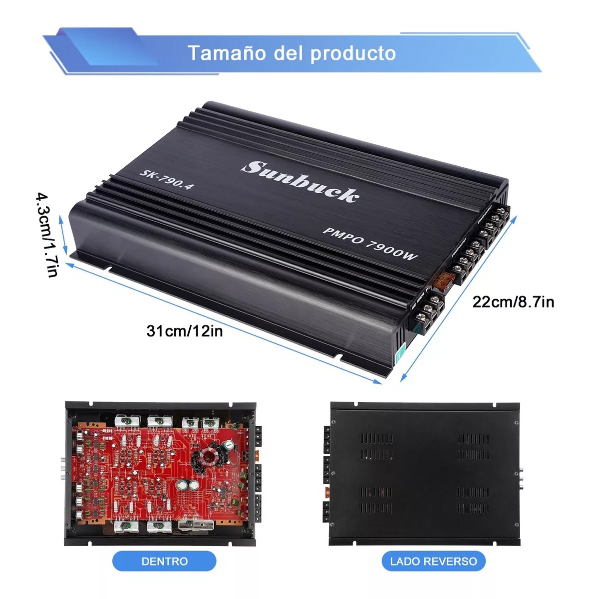 Amplificador De Audio Para Auto 4 Canales 7900 W