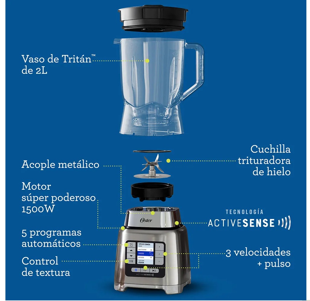 Licuadora Oster Vaso de Plástico Litros Velocidades BLSTTDT-NBGF