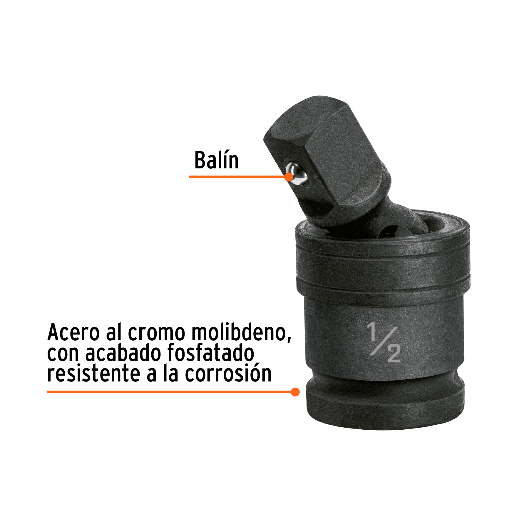 NUDO UNIVERSAL PARA DADOS DE IMPACTO CUADRO 1/2", TRUPER 103196