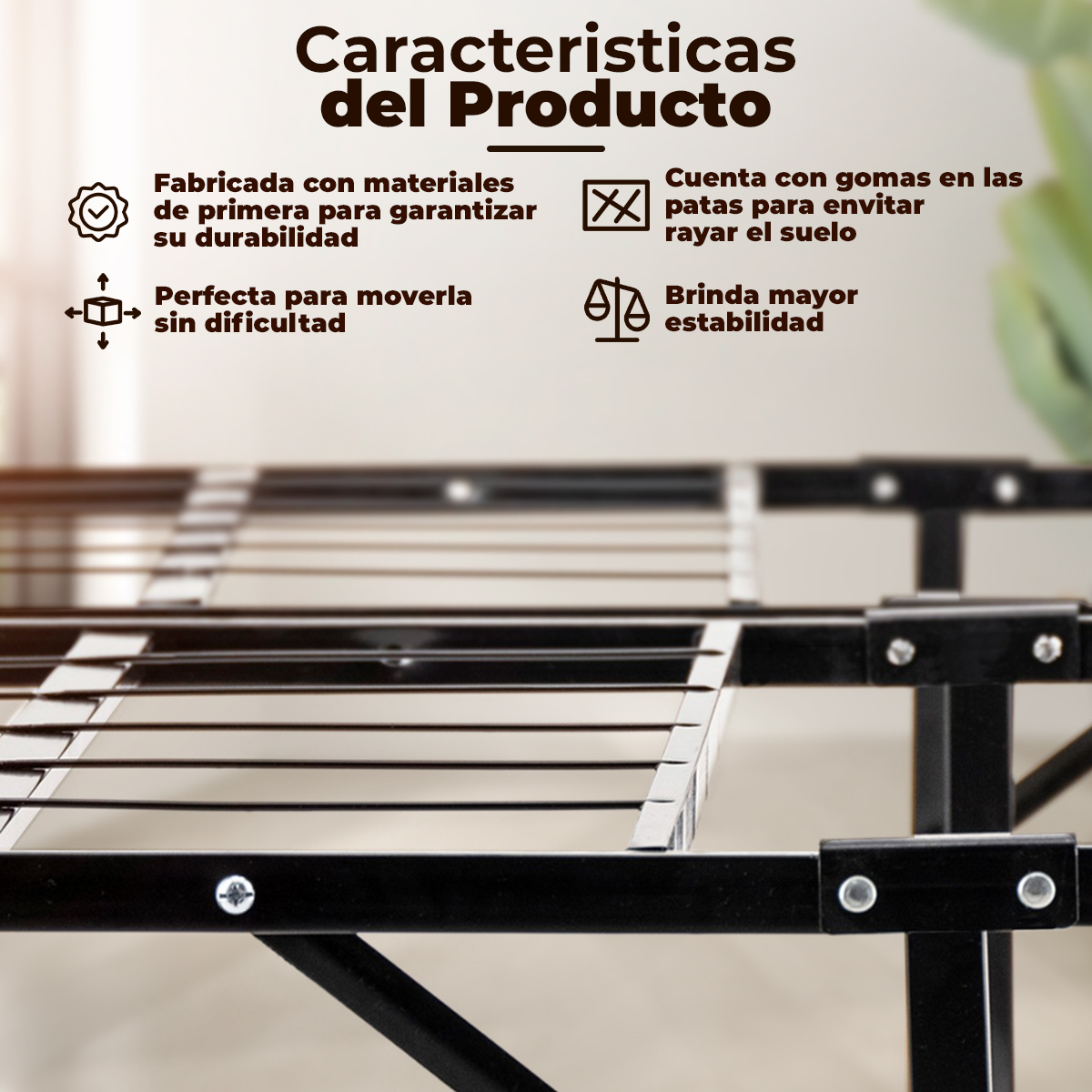 Base Cama Queen Plegable Portátil Metálica De Colchón.