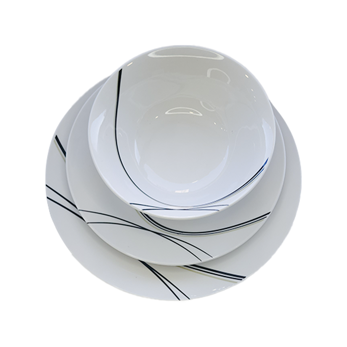 Vajilla Opal 12 Pzas Moderna Blanco Diseño Lineas Elegante