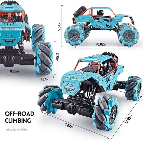 Carro Todo Terreno Off Road Drift Radio Control Metal Series Azul.