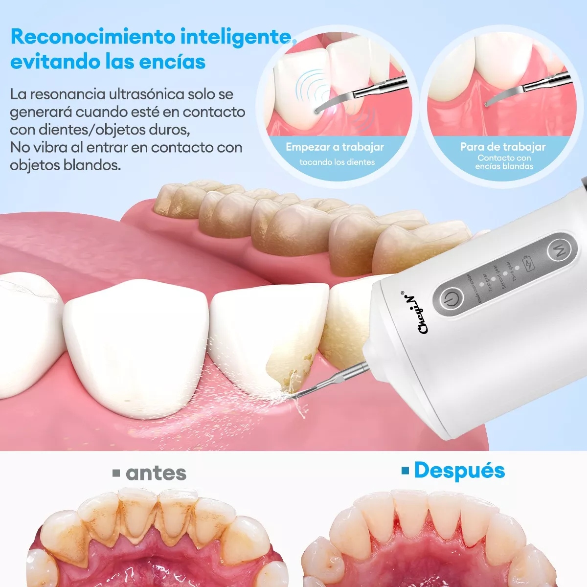 Antes Limpiador Dientes Limpiador De Dientes Eléctrico Ultrasónico