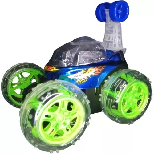 Rotating Carro Loco Musical Azul 3d Gira 360° Stunt Radio Control.