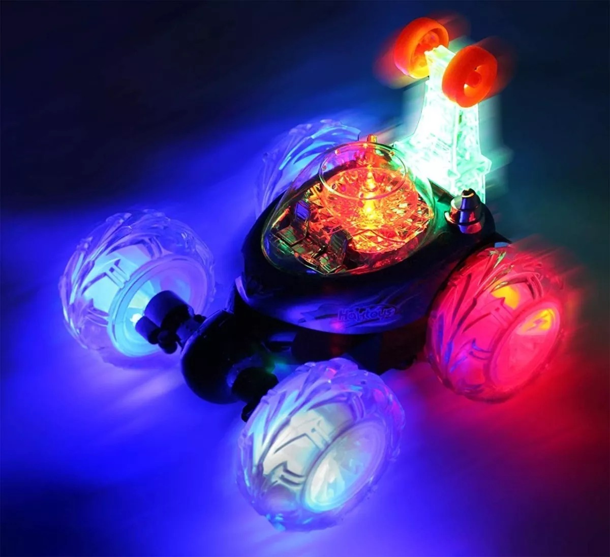 Rotating Carro Loco Musical Azul 3d Gira 360° Stunt Radio Control.