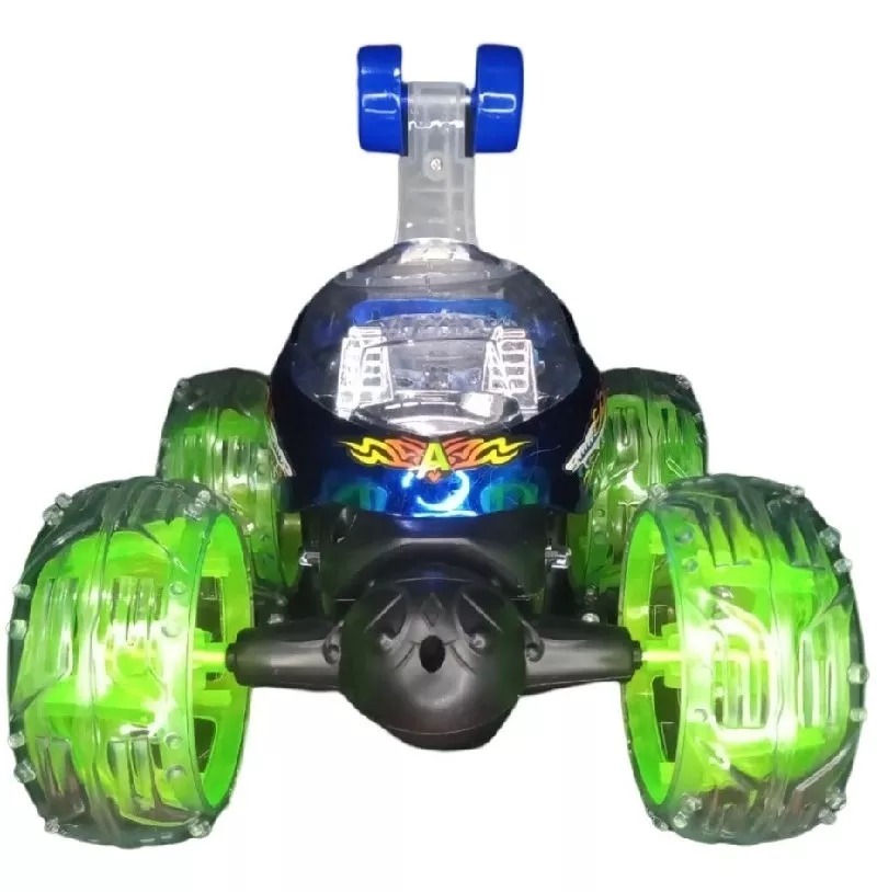 Rotating Carro Loco Musical Azul 3d Gira 360° Stunt Radio Control.