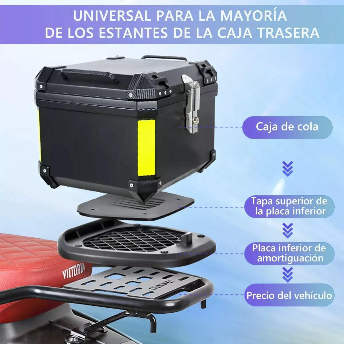 Maletero Para Moto 46l Caja Para Motocicleta Impermeable Negro