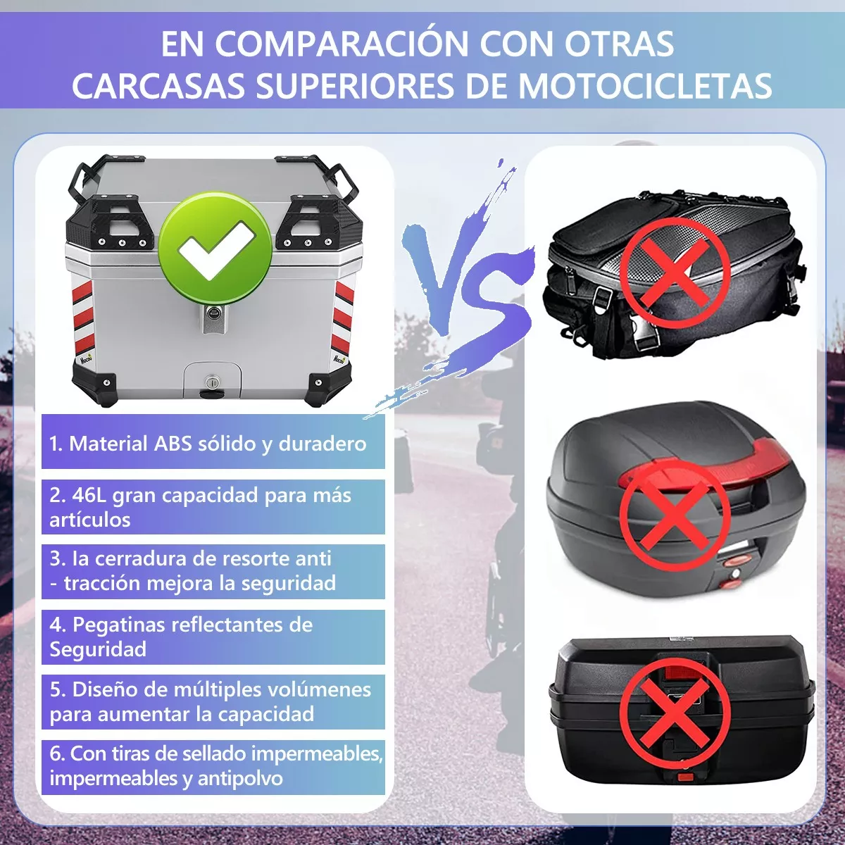 Caja Para Moto Cajuela Casco Maletero Motocicleta 46l Caja