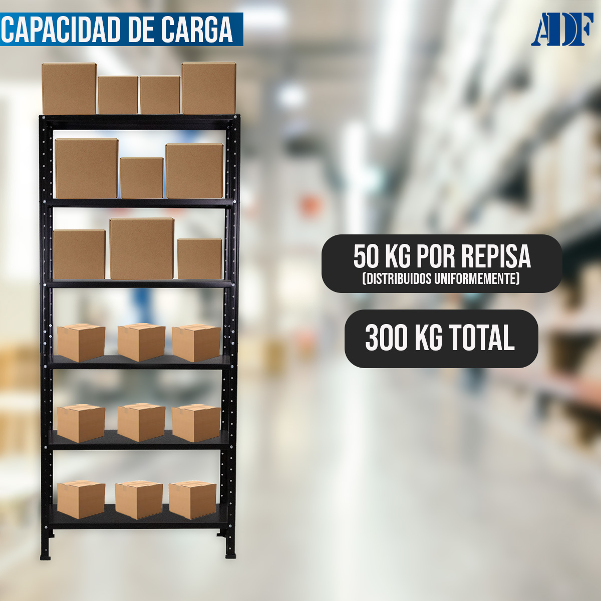 ADF Estante Anaquel Metálico con 6 Repisas Ajustable 190x84x30cm Organizador 