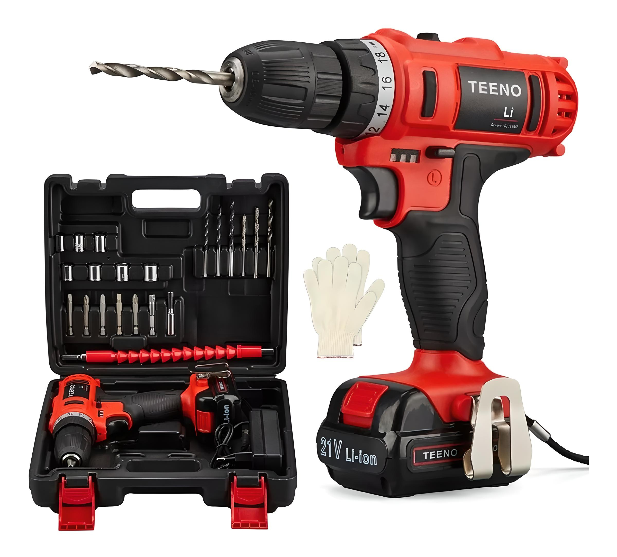 Taladro percutor atornillador inalámbrico de 10mm Teeno 5816-1 21V