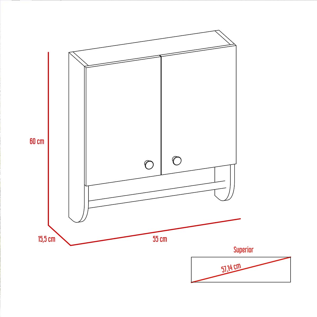 GABINETE DE BAÑO ORGANIZADOR ARMABLE CON DOS ESTANTES Y TOALLERO MODELO RIVERA