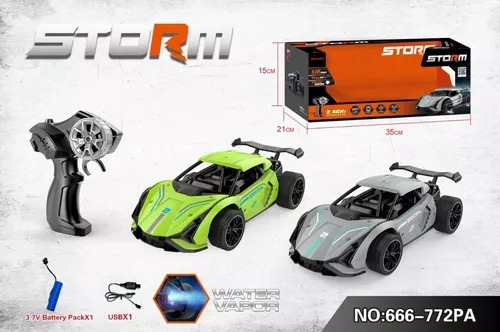 Carro Radio Control Gris Storm De Alta Velocidad Spray Vapor Race.