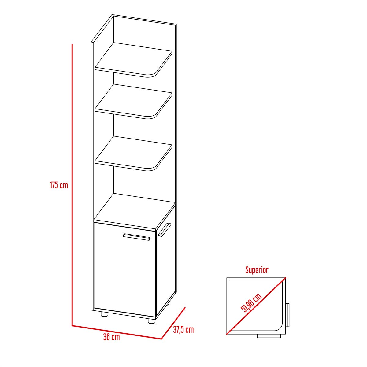 ESTANTE RACK ESQUINERO ARMABLE PARA BAÑO CON ESTANTES Y PUERTAS COLOR CAFE
