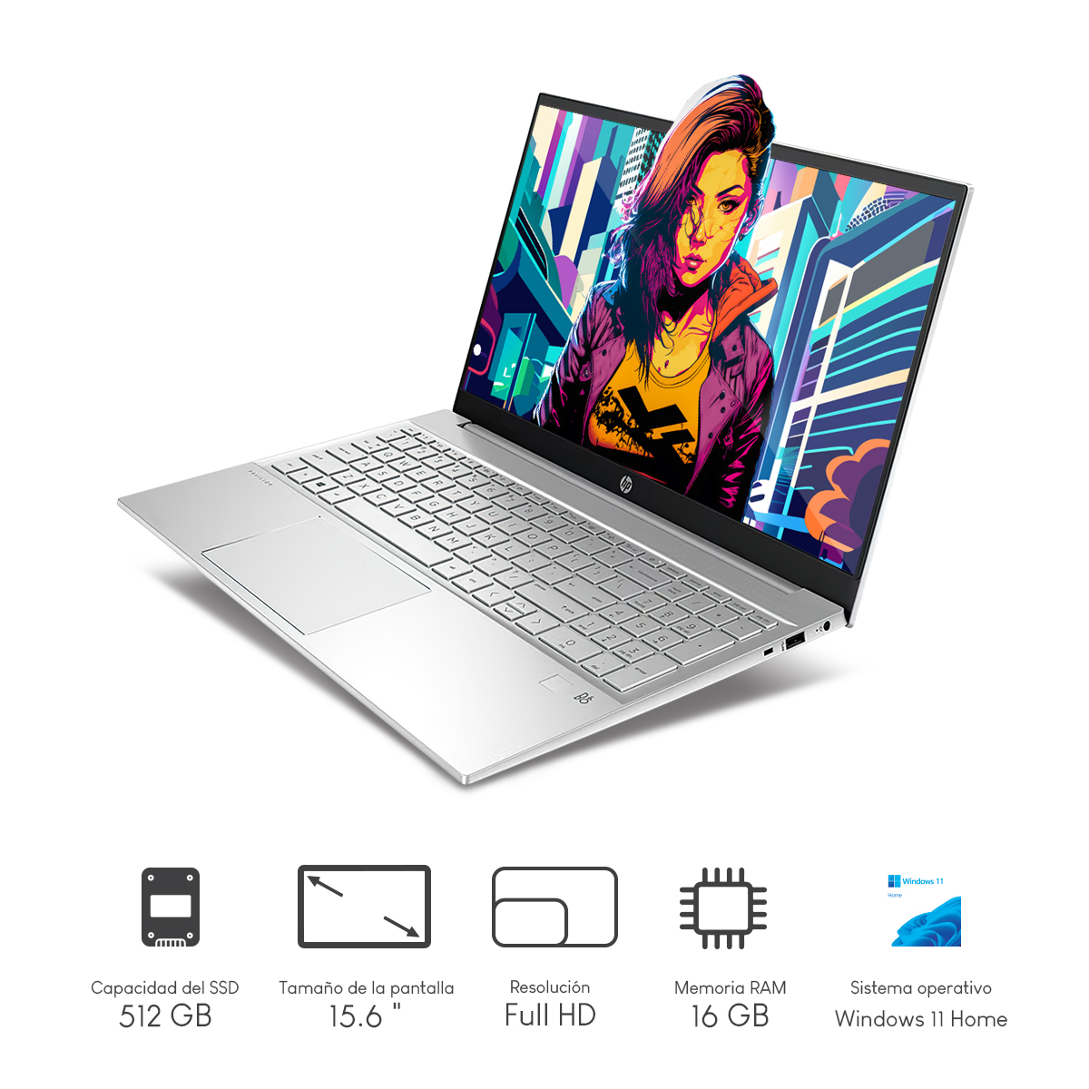 Laptop HP Pavilion 15-eg3053cl CI5 16gb 512gb 15.6Pulg Touch W11H