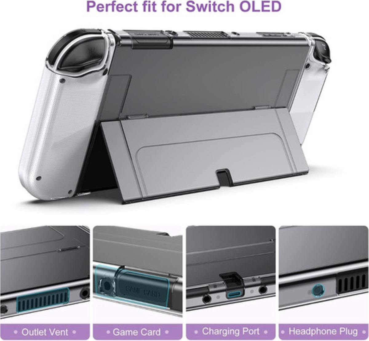 Kit De 15 Accesorios Para Nintendo Switch Con Funda Morado