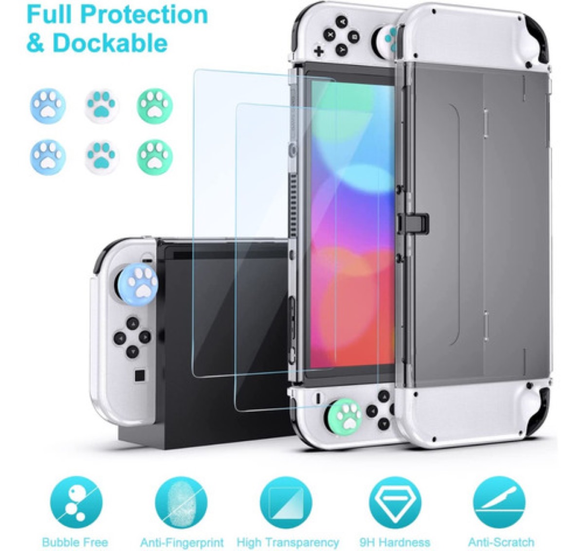 Kit De 15 Accesorios Con Estuche Para Nintendo Switch Funda Azul