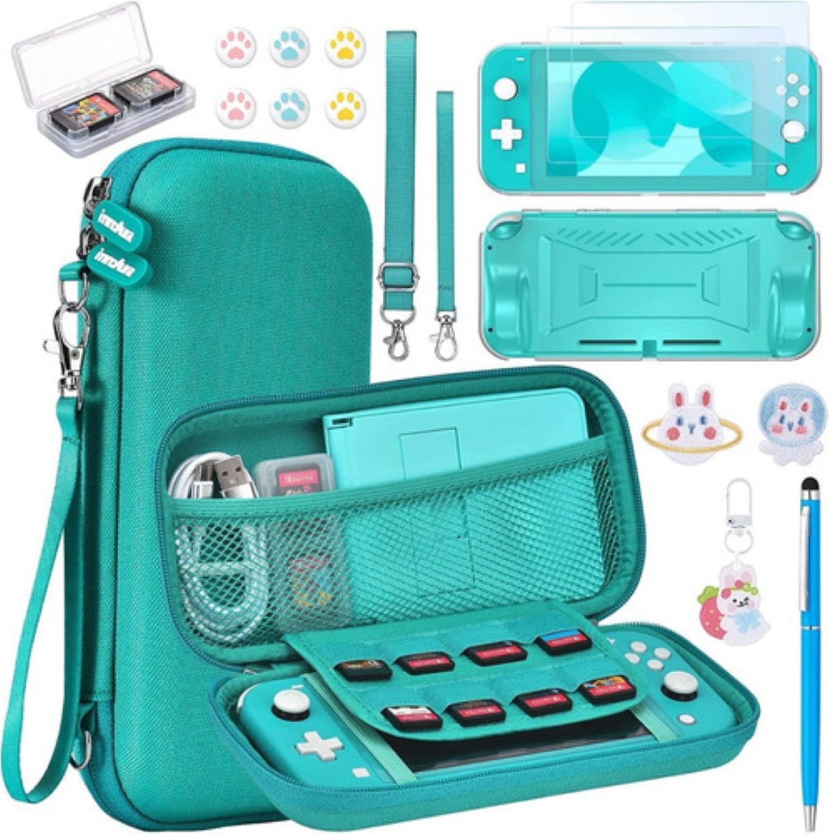 Kit De 16 Accesorios Fundas Y Estuches Para Nintendo Switch Verde