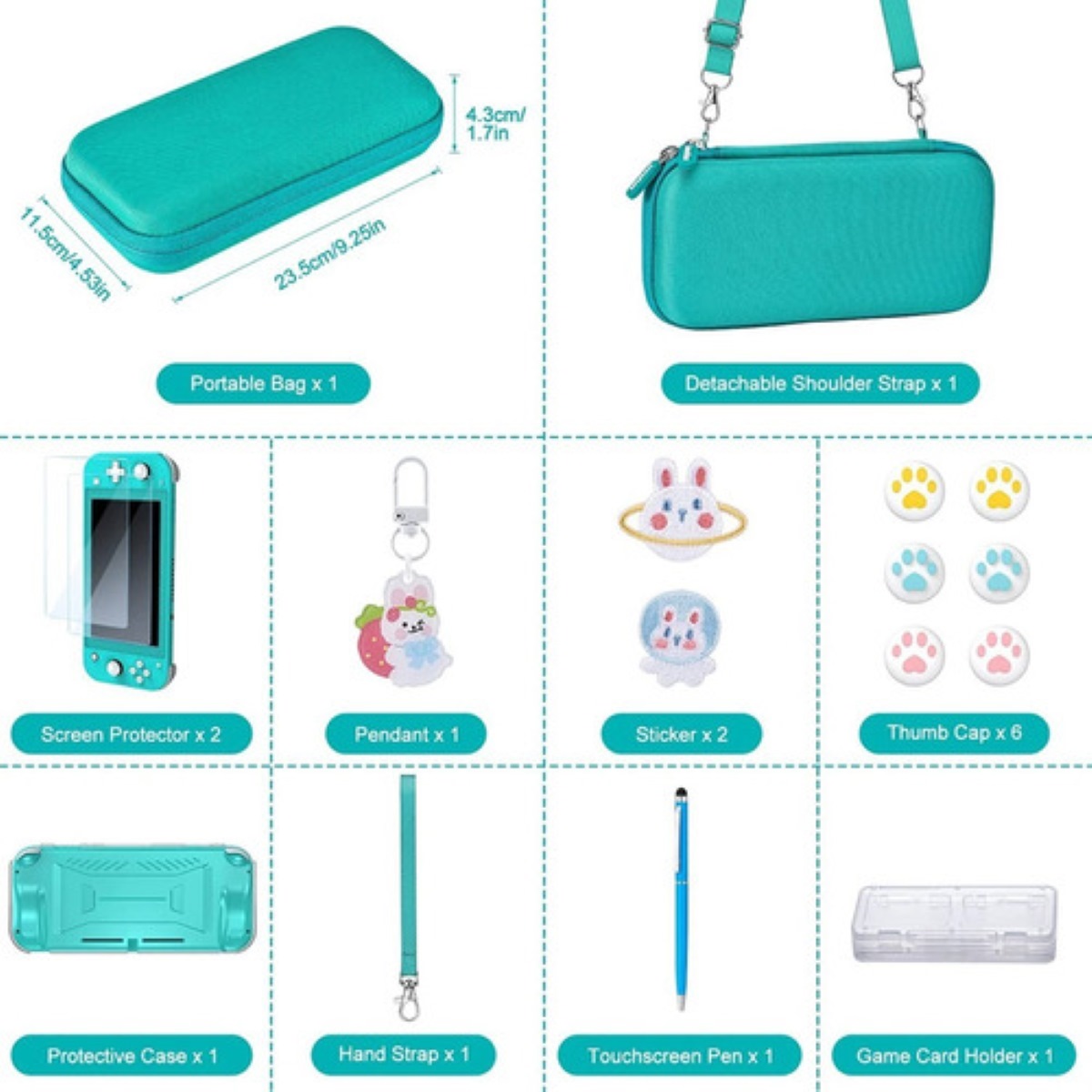 Kit De 16 Accesorios Fundas Y Estuches Para Nintendo Switch Verde