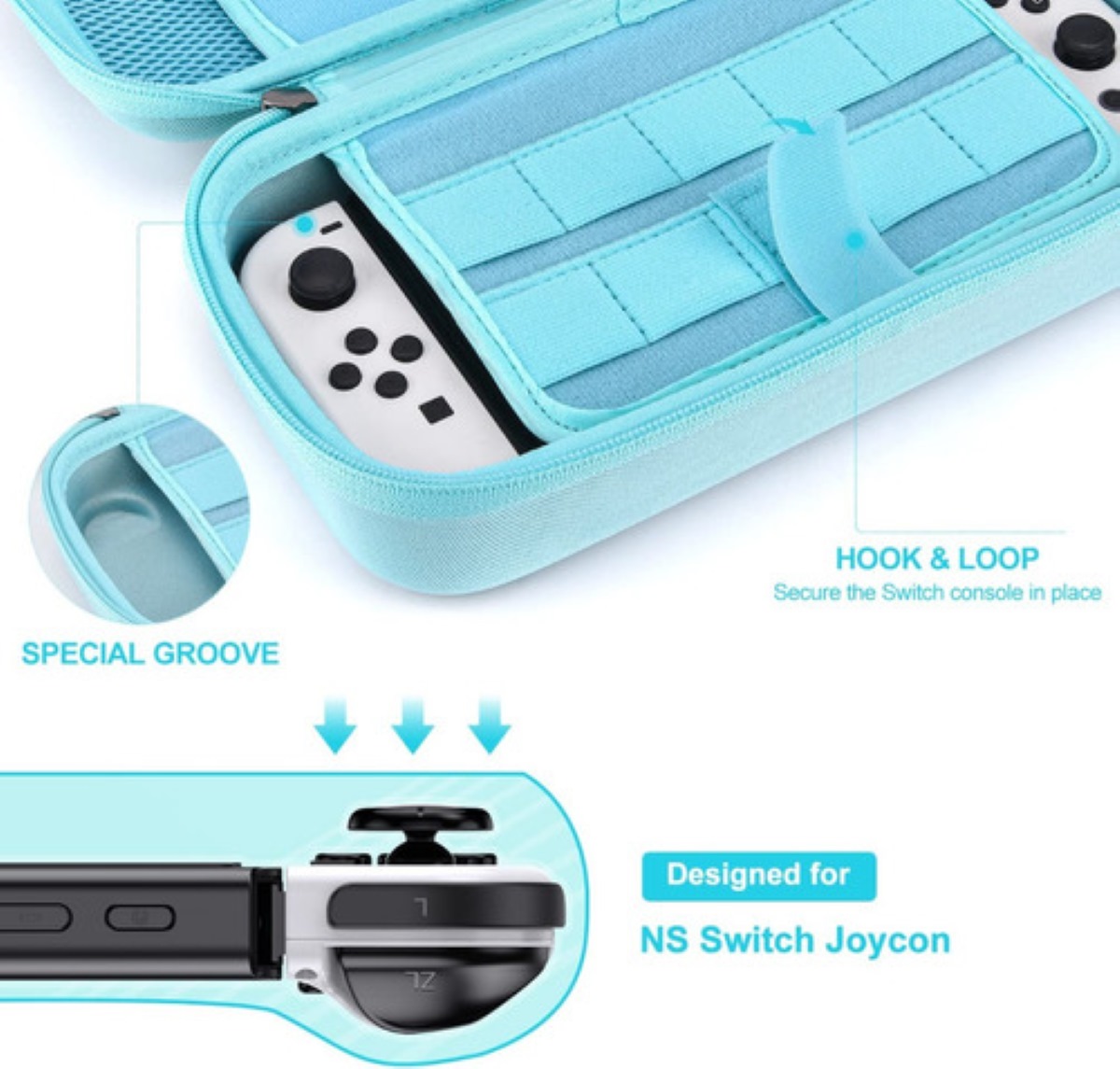 Kit De 15 Accesorios Con Estuche Para Nintendo Switch Funda Azul