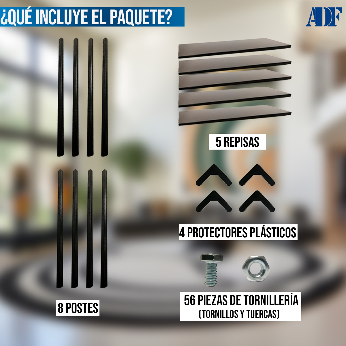 ADF Estante Anaquel Metálico con 5 Repisas Ajustable 190x84x30cm Organizador Color Negro Carga 250kg