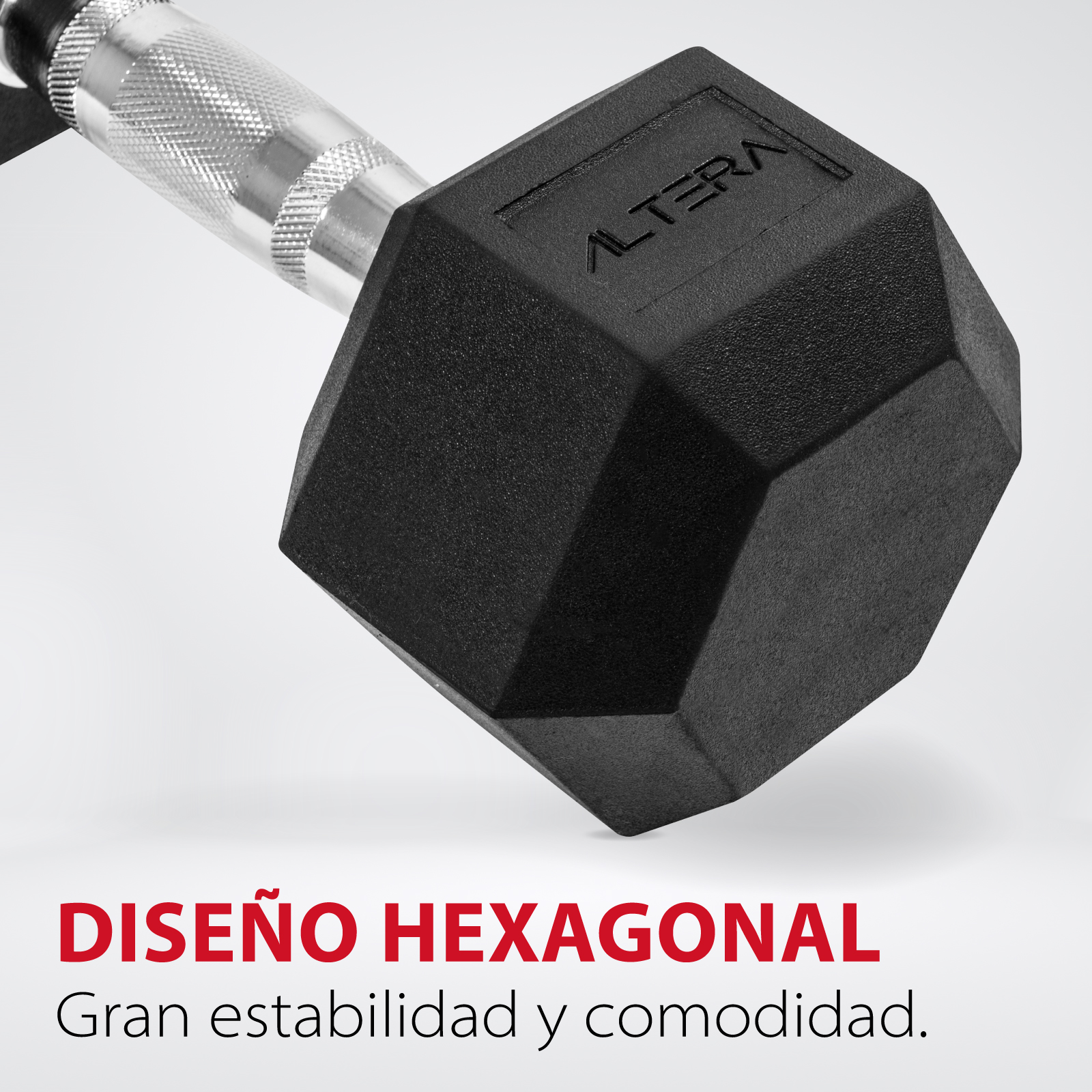 Altera Mancuerna Hexagonal de acero 50 Lbs para gym, ejercicos en casa y crossfit.