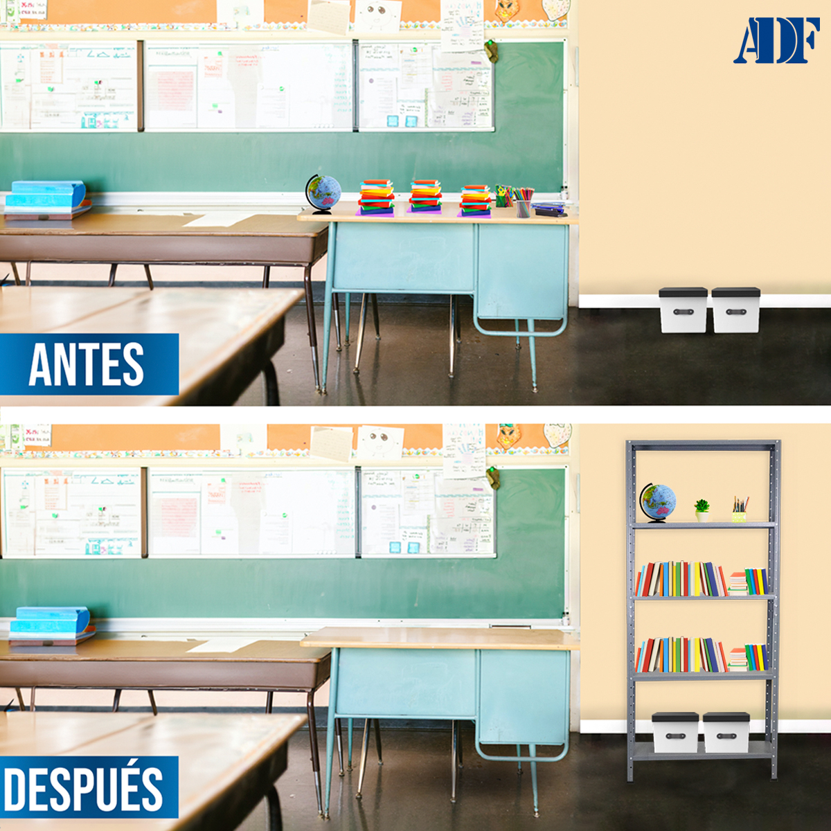  ADF Estante Anaquel Metálico con 5 Repisas Ajustable 190x84x30cm Organizador Color Gris Carga 250kg 