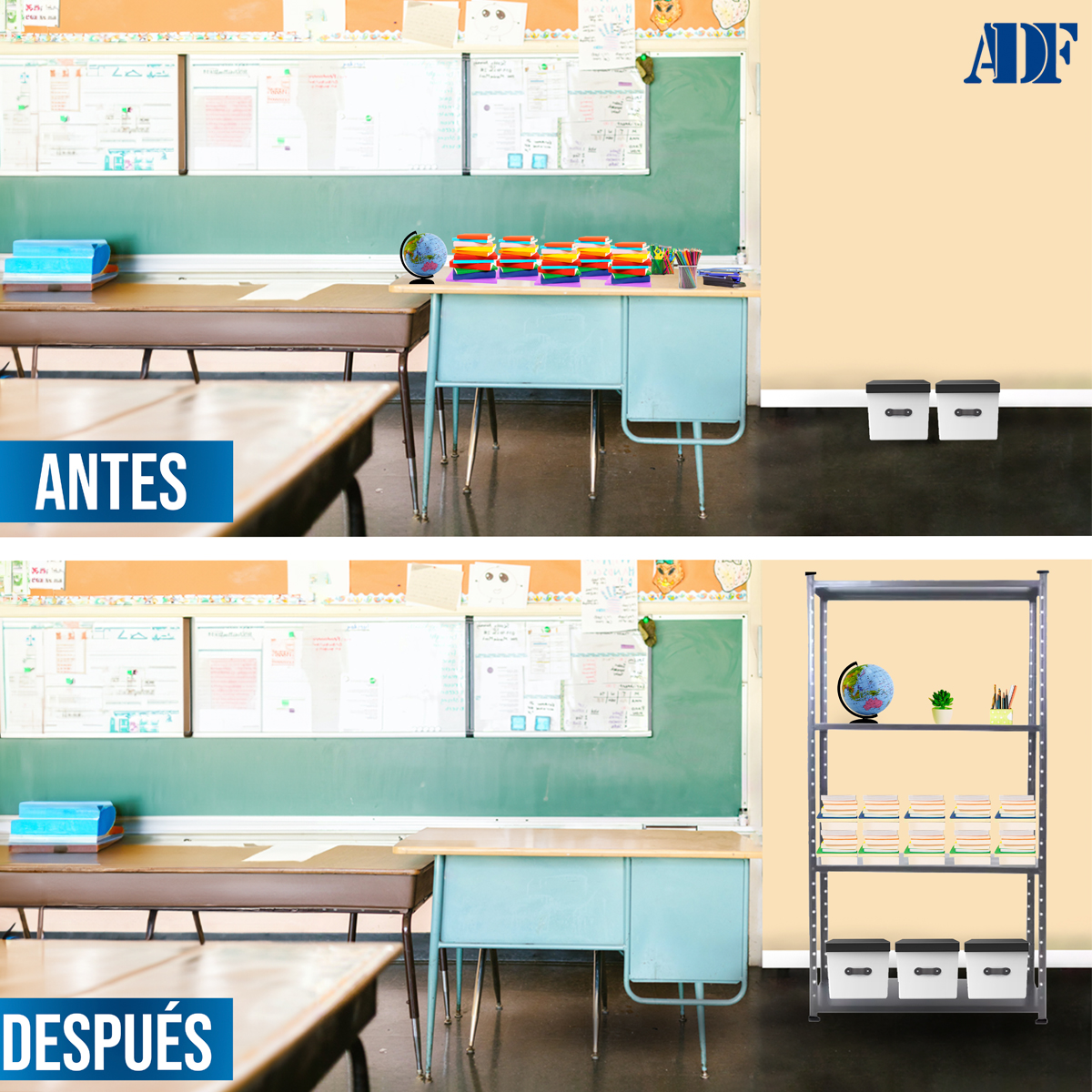ADF Estante Anaquel Metálico con 4 Repisas Ajustable 190x84x30cm Organizador Color Gris Carga 200kg