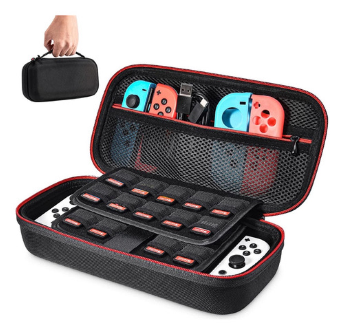 Kit De Accesorios Para Nintendo Switch/oled Bolso De Mano Negro 