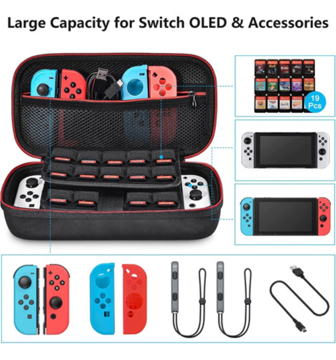 Kit De Accesorios Para Nintendo Switch/oled Bolso De Mano Negro 