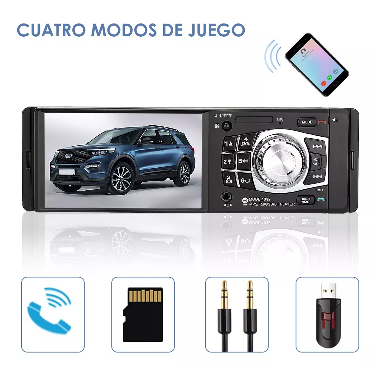 Auto Estéreo Bluetooth, Reproductor Mp5/mp4/mp3 Para Coche
