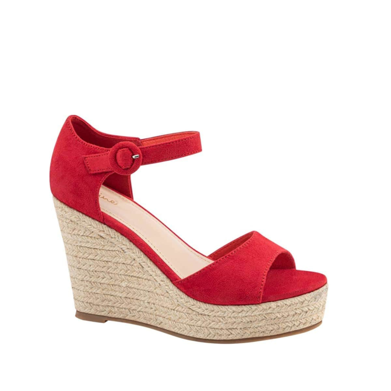 Sandalia para Mujer con Plataforma Estilo Casual elegante con Yute y terminación en ante color Rojo