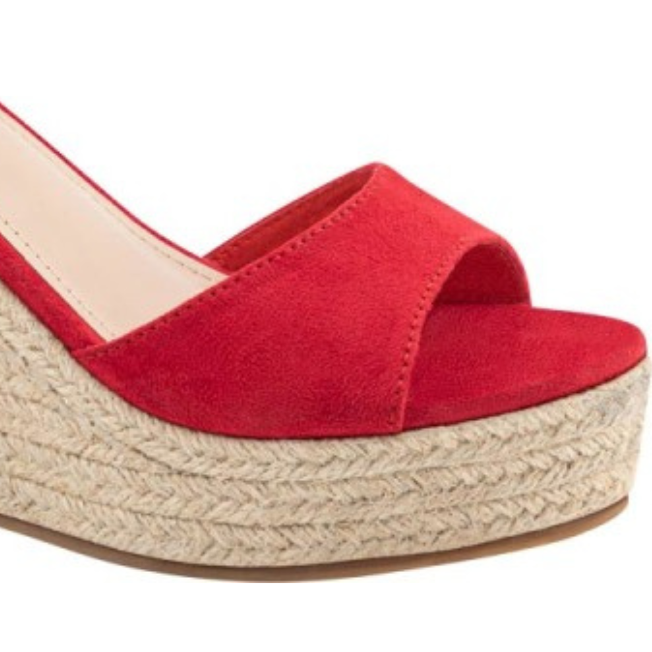 Sandalia para Mujer con Plataforma Estilo Casual elegante con Yute y terminación en ante color Rojo